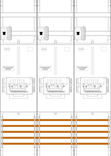 1St. F-Tronic Z31B-ZSK-HSP Zählerfeld Z31B-ZSK-HSP, 3-feldrig, H=1050mm, 3-3.HZ, 3 ZSK-Set, 3 HSP 7141505