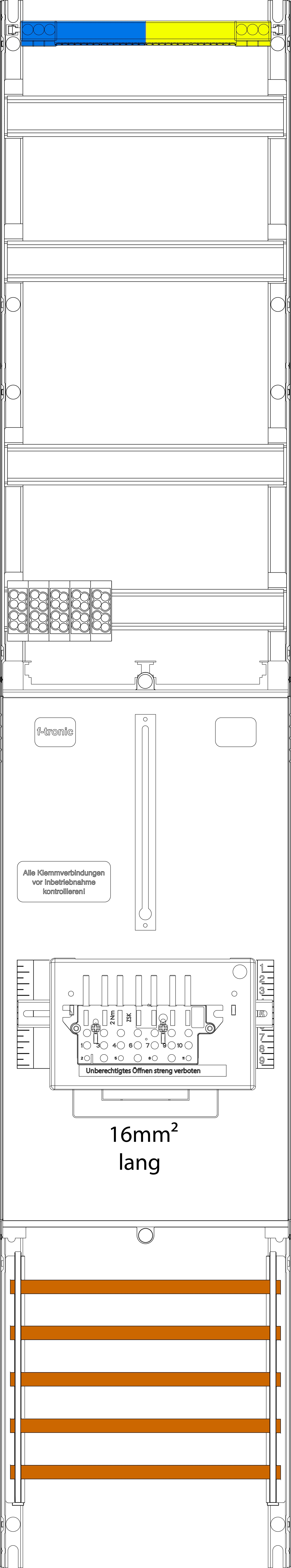 1St. F-Tronic VZ6-16L-ZSK Zählerfeld VZ6-16L-ZSK, 1-feldrig, H=1350mm, 1-3.HZ, 16mm² l. Kabel,1 ZSK, Vert. 2r 7143464