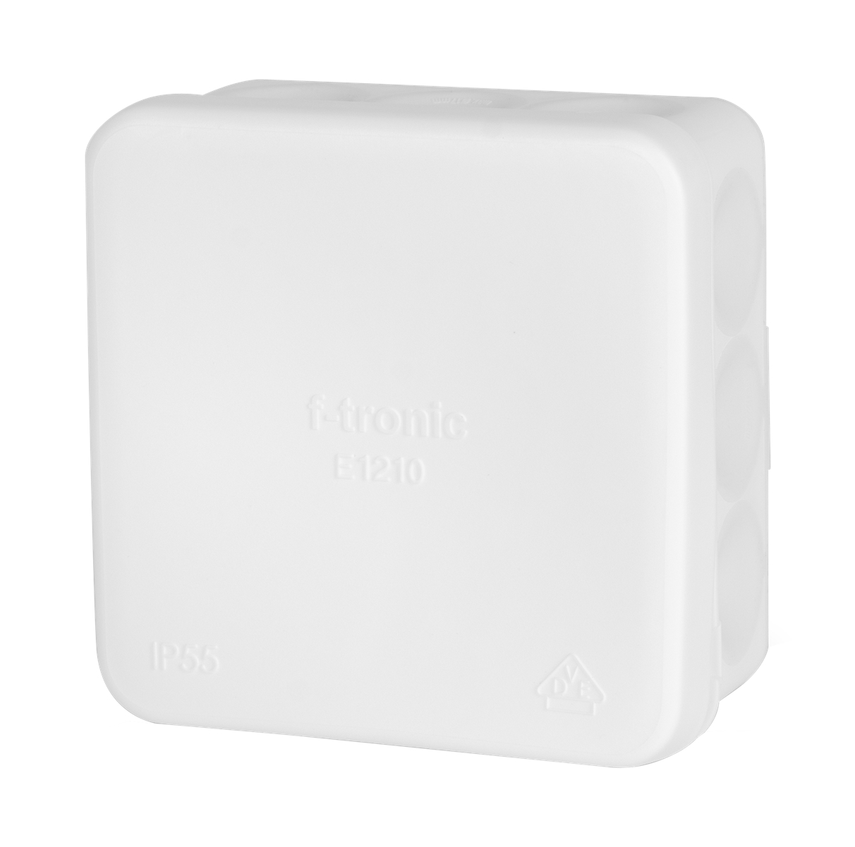 10St. F-Tronic E1210ws FR Abzweigkasten E1210ws, 80x80x37mm, IP55, ws/ws, o. Laschen, m. Durchstoßmembr. 7340160