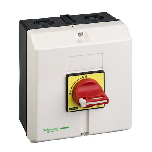 1St. Schneider Electric VCF3GE Not-Aus/Hauptschalter, 3p, 690V, 50A, +Aufbaugehäuse, Griff rot abschließbar