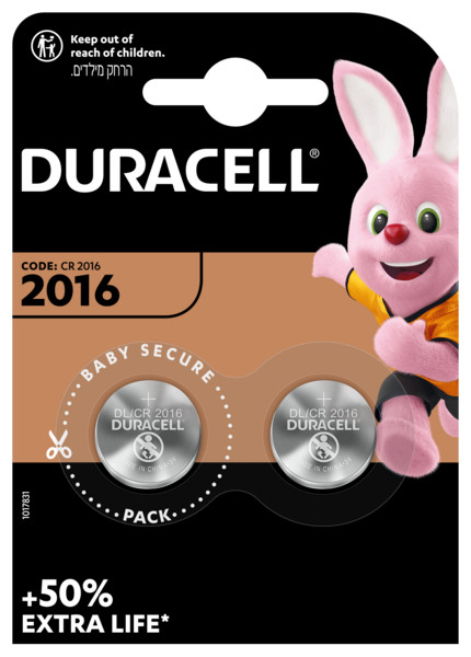 1Pk Duracell Knopfzelle Lithium 3V D2016-B2 CR2016 2er Blister 141760