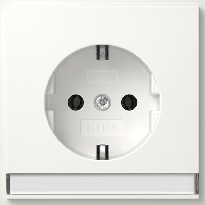 1St. Gira 446266 Steckdose 16A 250V mit Beschriftungsfeld und Shutter (IP20) TX_44, Reinweiß