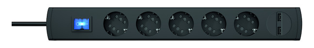 1St. PROTEC.CLASS PTSD2 5SUS1 TSD 1=2Topf mit Schalter 5f schwarz 1,4m