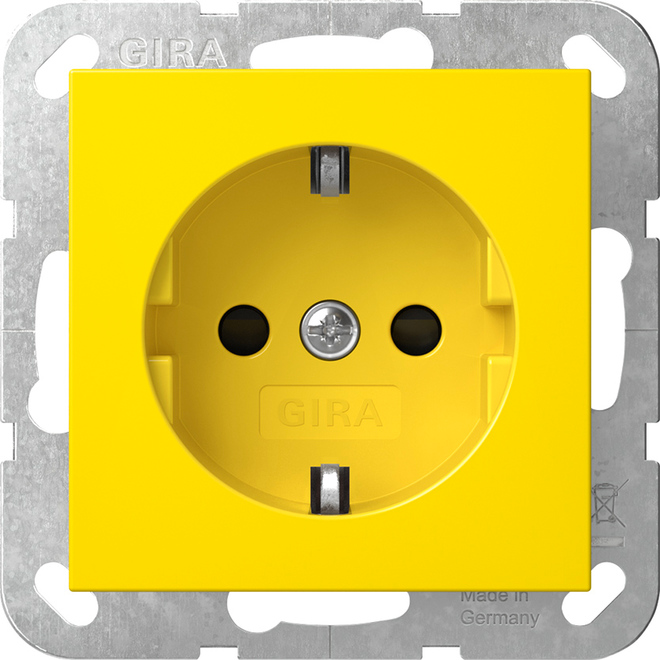 1St. Gira 4453106 Steckdose 16A 250V mit Shutter mit gelber Abdeckung für Sonderstromversorgung, Gelb glänzend