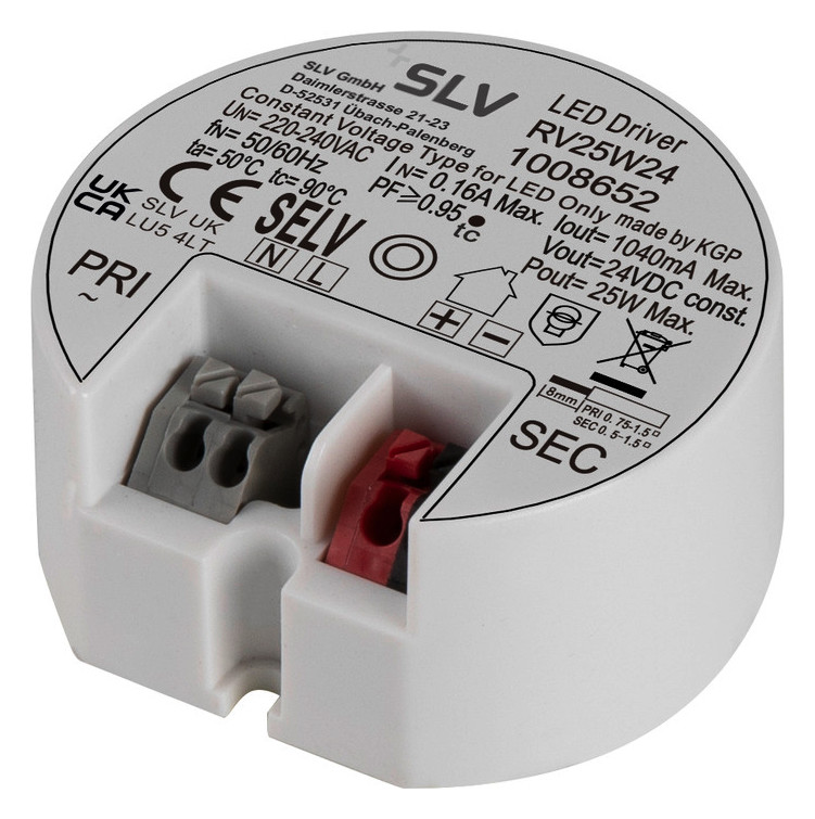 1St. SLV LED Netzteil 24V 25W LED Netzteil 24V, 25W, rund