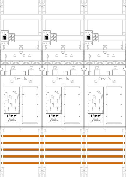 1St. F-Tronic ER36DS-16-HSS Zählerfeld ER36DS-16-HSS, 3-feldrig,H=1050mm,3-eHZ 16mm², mit DS, 3 HSS, 3 Res. 7141257