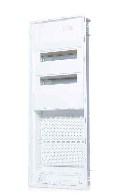 1St. F-Tronic JUMBO60-2W HW/UP Kleinverteiler Twin, Jumbo60-2W, 2-reihig, 24+4 Mod, inkl. Montageplatte, W-LAN Tür 72500