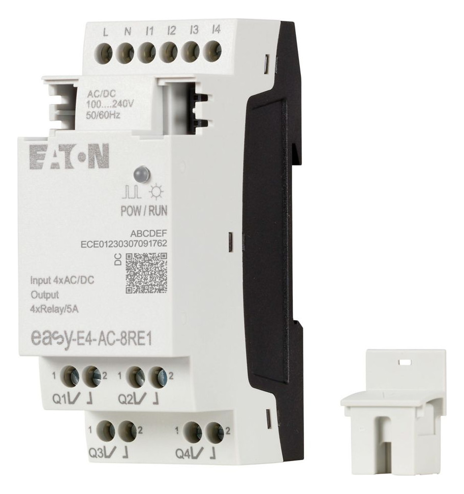 1St. Eaton 197221 EASY-E4-AC-8RE1, Ein-/Ausgangserweiterung für easyE4, 100 - 240 V AC, 100 - 240 V DC (cULus: 100-110 V DC), Eingänge digital: 4, Ausgänge digital: 4 Relais, Schraubkle