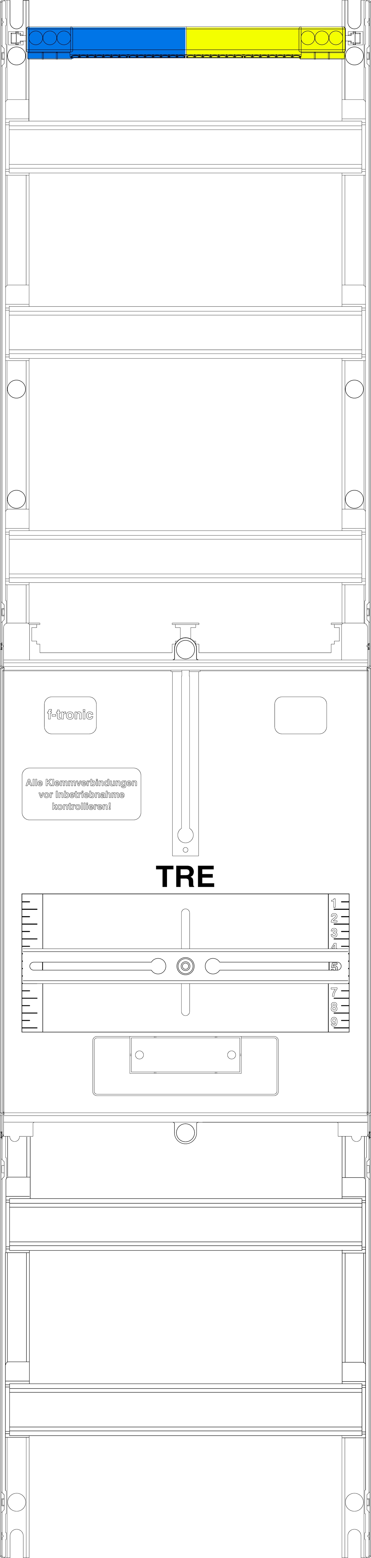 1St. F-Tronic THB Tariffeld THB, 1-feldrig, H=1050mm, 1-TRE-3.HZ 300mm, Vert. 3r, 2 Hutschienen im NAR 7141612