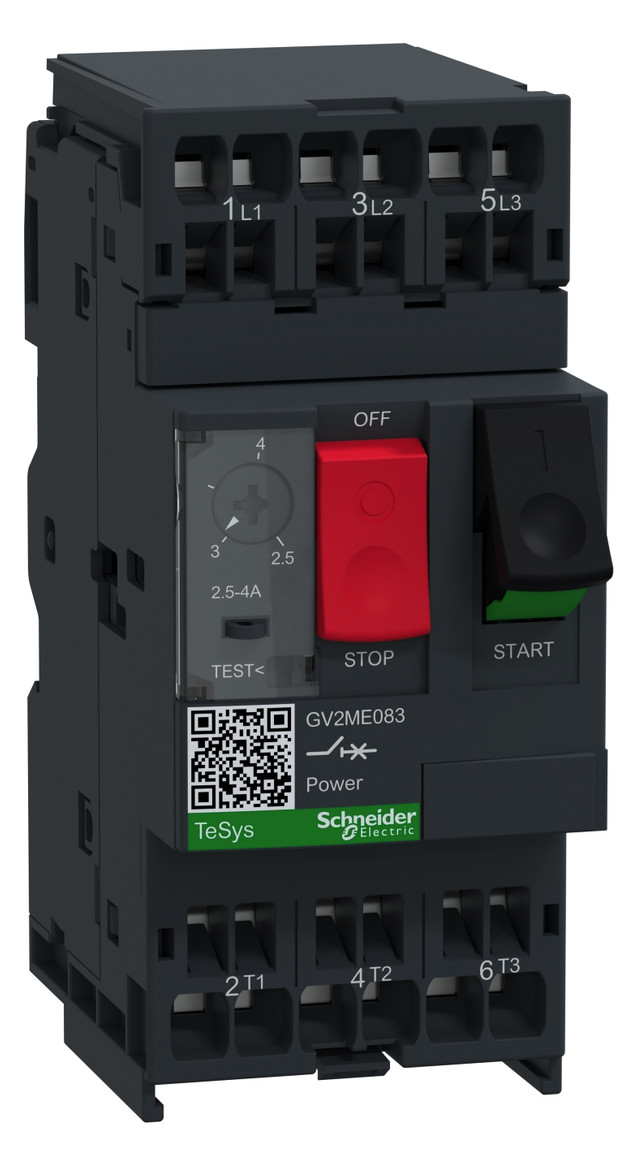 1St. Schneider Electric GV2ME083 Motorschutzschalter, 3p, 2,5-4A, Tasterbetätigung, Federzuganschluss