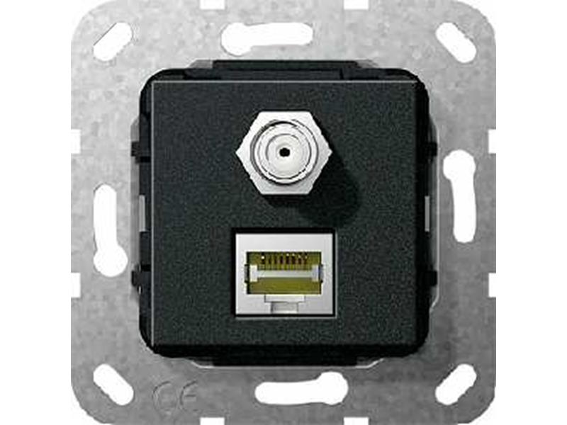 1St. Gira 569710 MJ RJ45 Cat.6a 10 Gbit SAT-F-Buchse Kpl. 569710