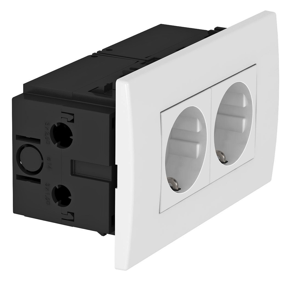 1St. OBO Bettermann SDE-RW D0RW2 Steckdoseneinheit Modul 45, 2fach