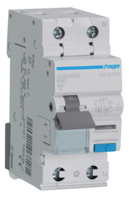 1St. Hager ADS932D FI-LS 1P+N 6kA B-32A 30mA Typ A QC 1St. Hager ADS932D FI-LS 1P+N 6kA B-32A 30mA Typ A QC