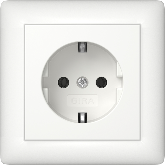 1St. Gira 444027 Steckdose 16A 250V mit Vollplatte für Einzelmontage, Reinweiß seidenmatt