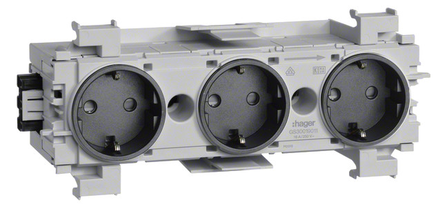 1St. Hager GS30019011 Steckdose 3-fach Wago Frontrast. gs