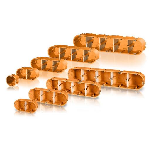 1St. F-Tronic HW50 Hohlwandgerätedose massiv 5-fach, d= 68, t=60mm 7350065 * Hohlwandschalterdose Hohlwanddose