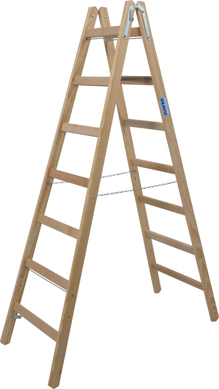1St. Krause Holz-Sprossen-Doppelleiter 2x7 Arbeitshöhe:ca.3,25m 11kg 170095