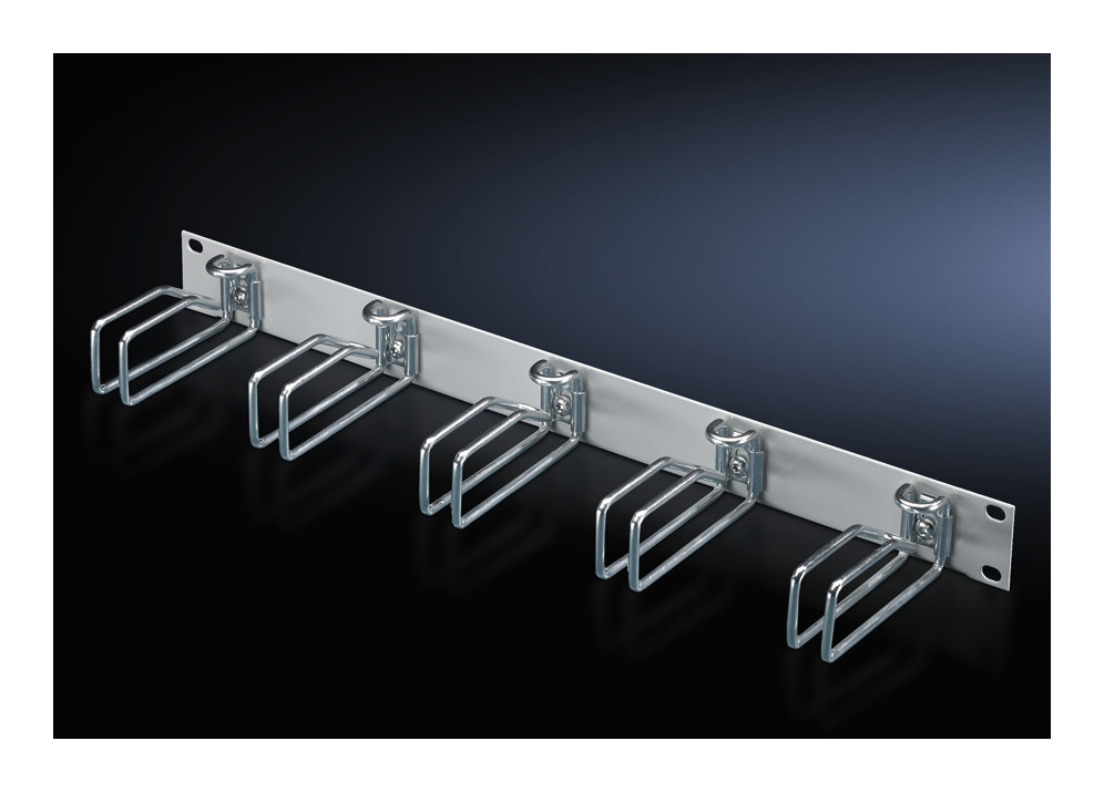 1St. Rittal DK 7257.200 Rangierpanel, RAL 7035, 1 HE mit 5 Kabelführungsbügel (Stahl) 40x50 mm 7257200
