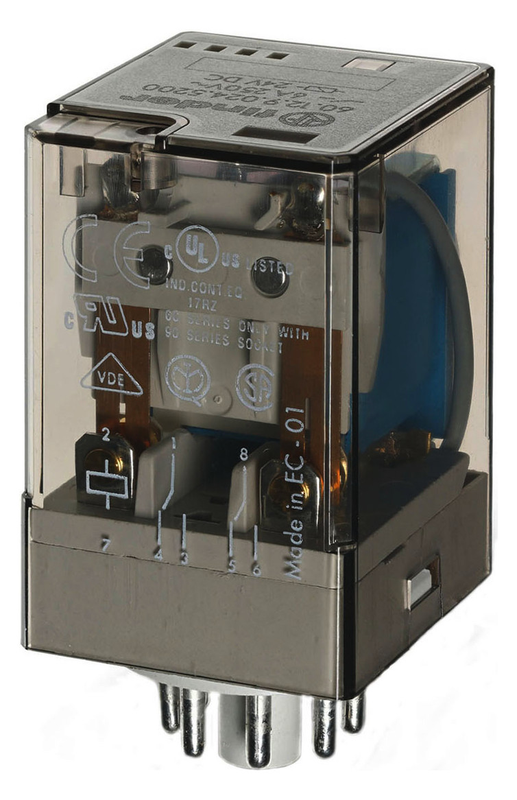 1St. Finder 601290240040 Relais mit Steckanschlüssen, 2 Wechsler 10 A, Spule 24 V DC 60.12.9.024.0040 1St. Finder 601290240040 Relais mit Steckanschlüssen, 2 Wechsler 10 A, Spule 24 V DC 60.12.9.024.0040