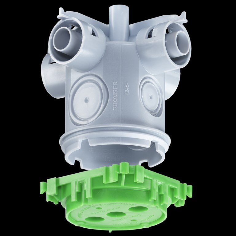 1St. Kaiser 1245-63 Betonbau Decken-Verbindungsdose mit Putzhaut Auslassöffnung d= 60 mm