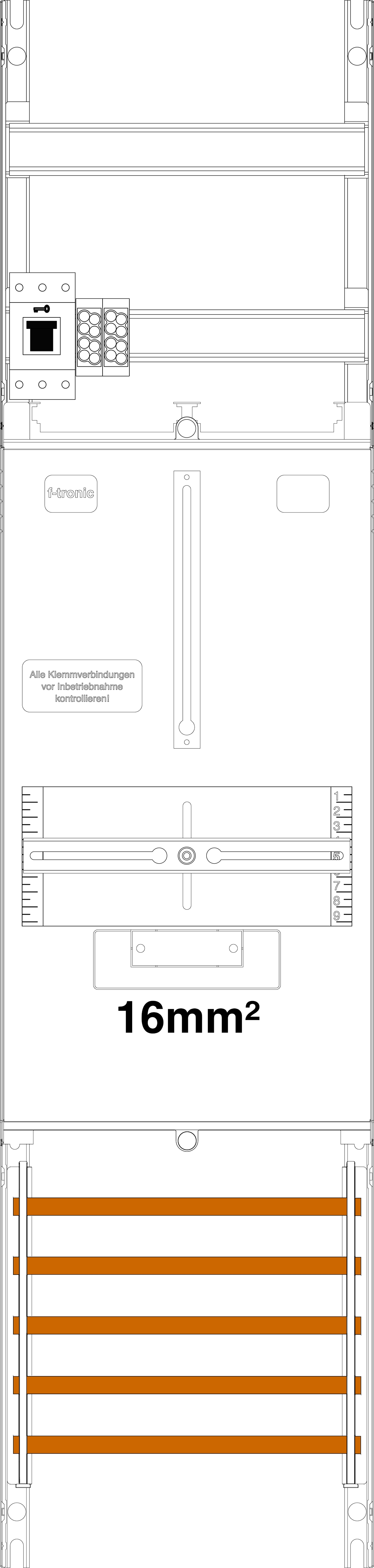 1St. F-Tronic Z1B-16-HSS Zählerfeld Z1B-16-HSS,H=1050mm, 1-feldrig, 1-3.HZ 16mm², 1 HSS 7141407