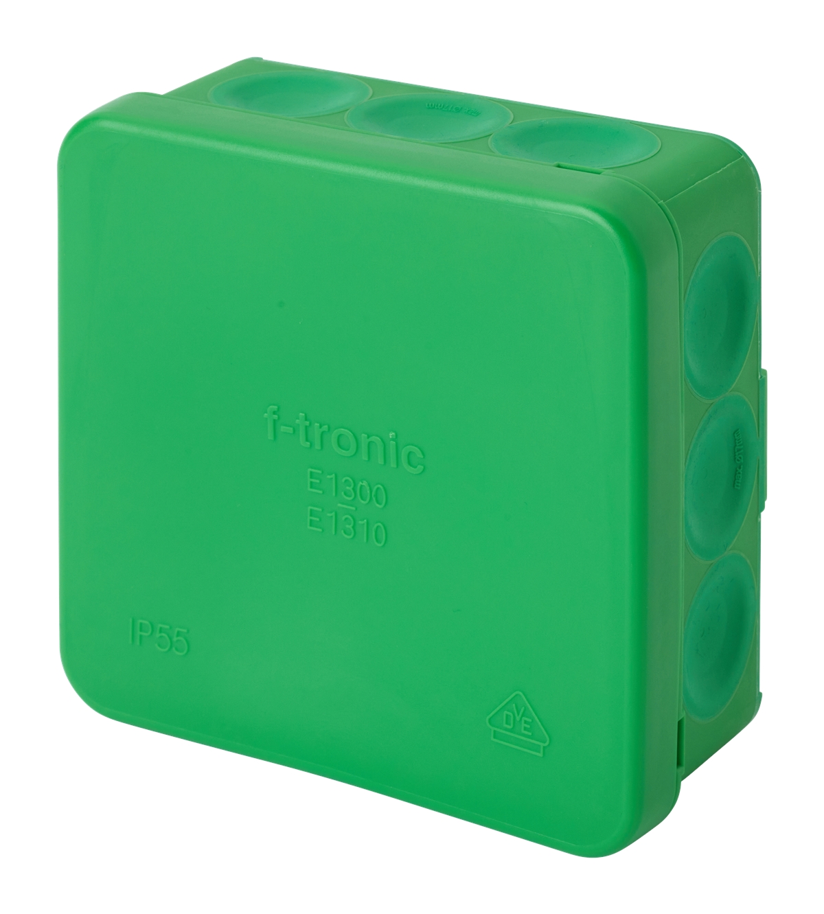 10St. F-Tronic E1310gn FR Abzweigkasten E1310gn, 85x85x37mm, IP55, gn/gn, o. Laschen,m. Durchstoßmembran 7340478