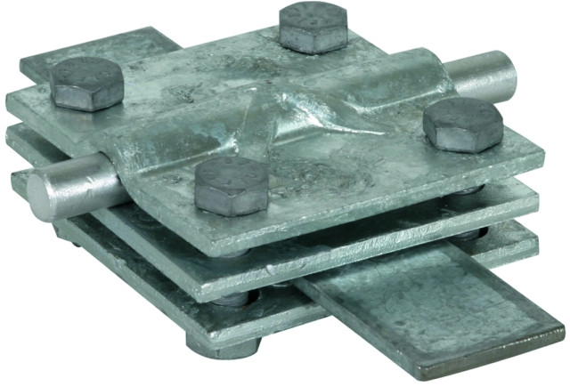 1St. Dehn 321045 Kreuzstück St/tZn f. Rd 8-10/Fl 30-40mm Fl 30-40/30-40mm m. Zwischenplatte KS 8.10 FL40 STTZN...
