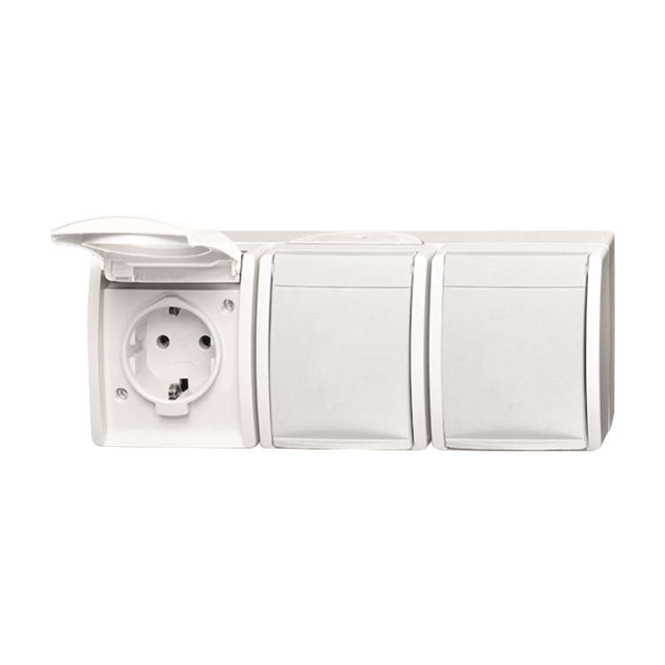 1St. Busch-Jaeger 2300/3 EW-54 SCHUKO Steckdose, 3-fach ocean (IP 44) alpinweiß