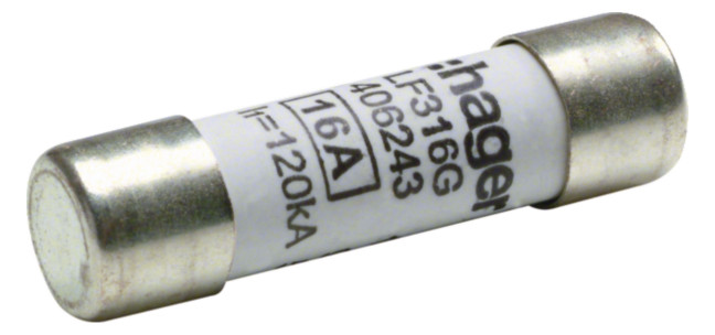 1St. Hager LF316G Zylindersicherung 10x38mm gG 16A 1St. Hager LF316G Zylindersicherung 10x38mm gG 16A