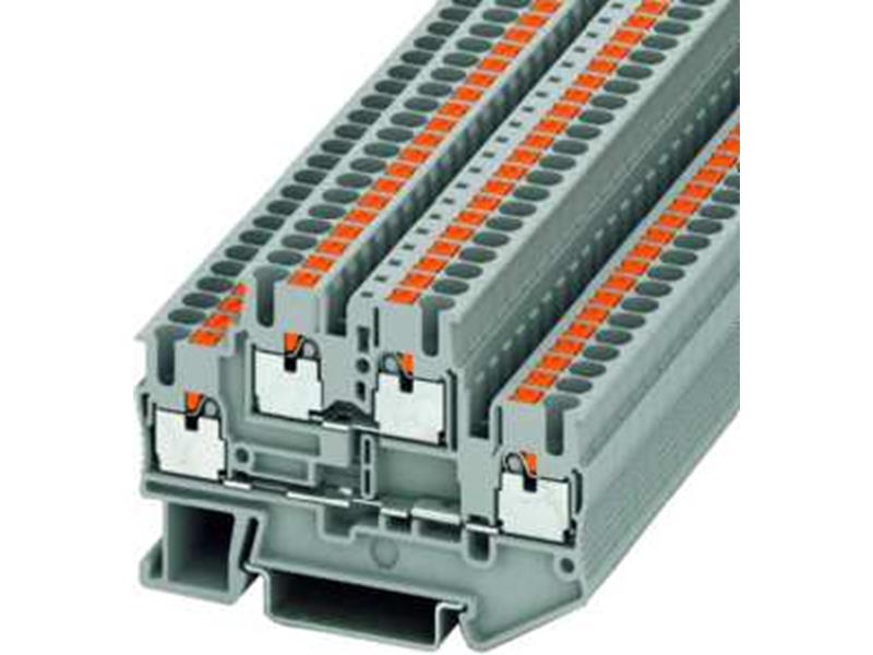 10St. Phoenix PTTB 2,5 Doppelstockklemme Push-in-Anschluss 0,14 mm² - 4 mm² AWG: 26 - 12 B=5,2 mm grau Montagear