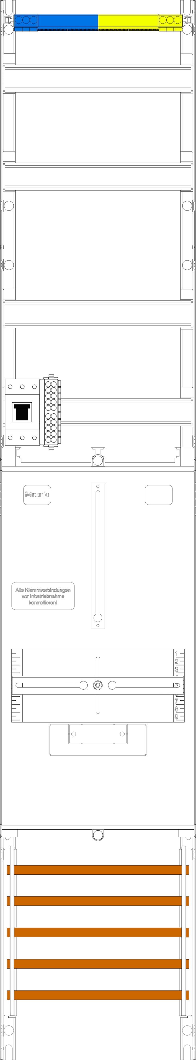 1St. F-Tronic VZ6-HSP Zählerfeld VZ6-HSP, 1-feldrig, H=1350mm, 1-3.HZ, 1 HSP, Vert. 2r 7143350
