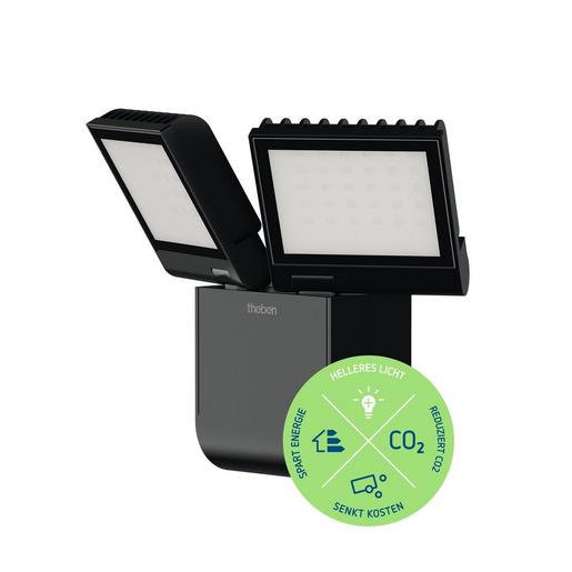 1St. Theben theLeda S17-100L BK LED-Strahler, schwarz, 4000 K, 2x900 lm