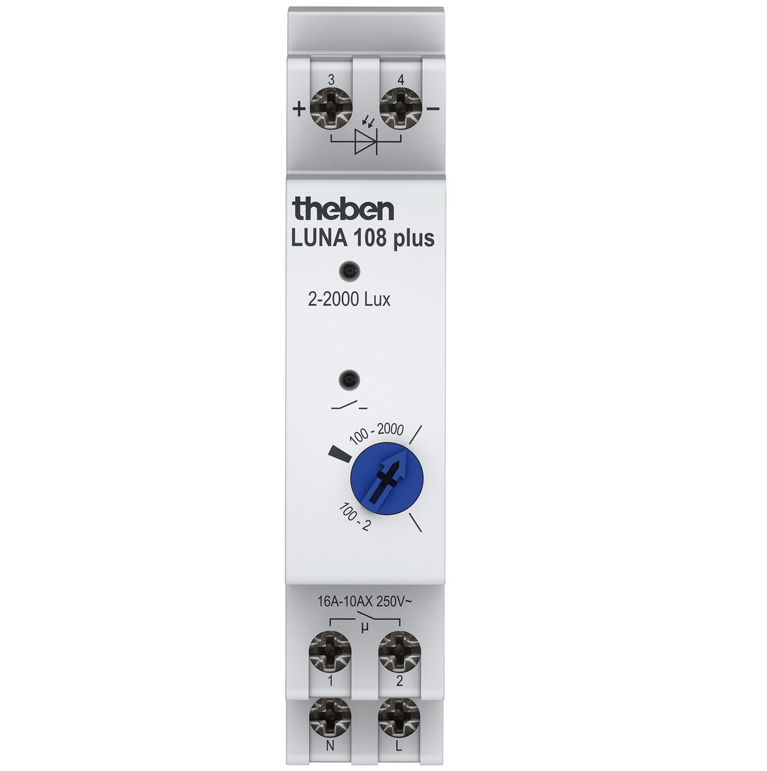 1St. Theben 1080910 Dämmerungsschalter für DIN-Schiene, Aufbau-Lichtsensor LUNA 108 plus AL