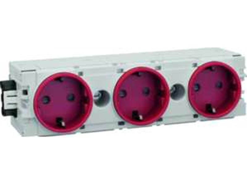 1St. Hager GS30003020 Steckdose 3-fach Wago C-Profil rot