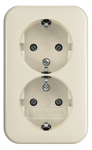 1St. Busch-Jaeger 202 EAP/11 Doppelsteckdose cremeweiß 2TKA00003933