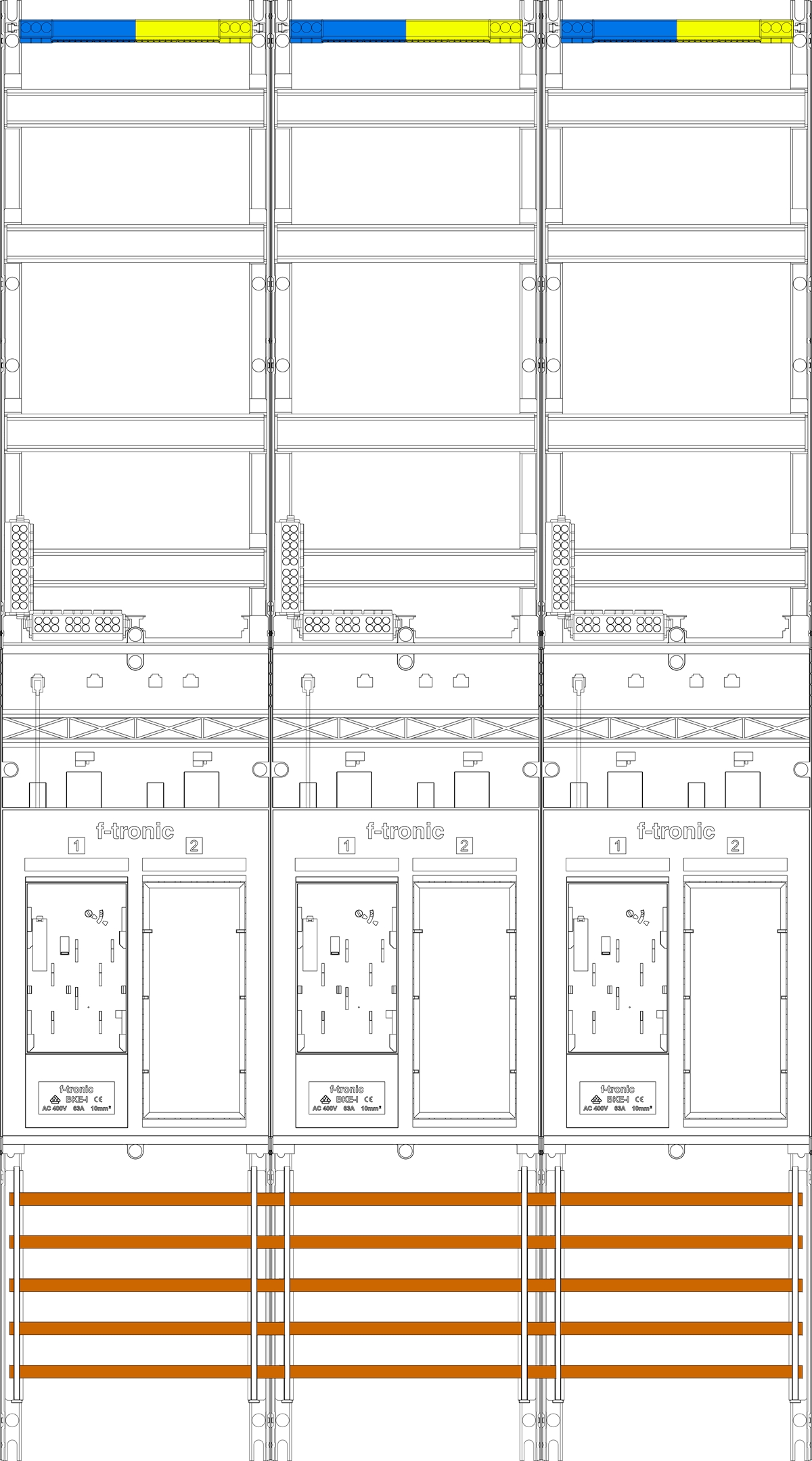 1St. F-Tronic ER39DS Zählerfeld ER39DS, 3-feldrig, H=1350mm, 3-eHZ mit DS, 3 Res. 7143153