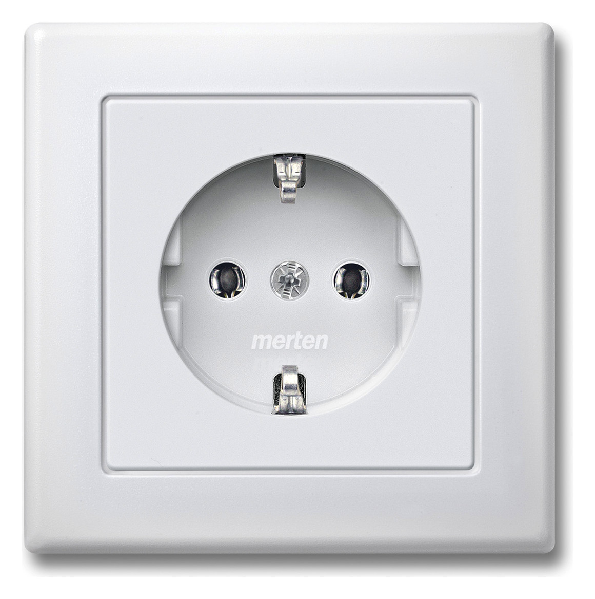1St. Merten MEG2301-1619 Steckdose mit voller Abdeckplatte, Steckklemmen, polarweiß glänzend, M-SMART