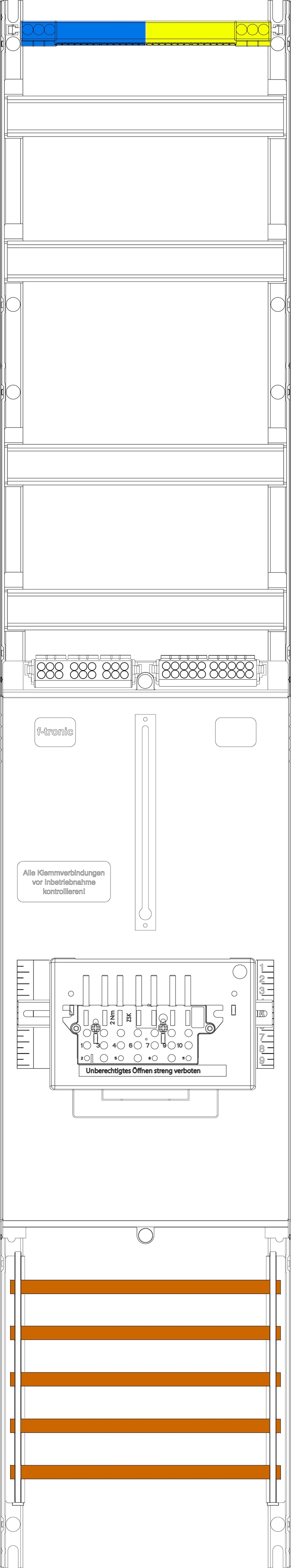 1St. F-Tronic VZ6-ZSK Zählerfeld VZ6-ZSK,1-feldrig, H=1350mm, 1-3.HZ, 1 ZSK-Set, Vert. 2r 7143450