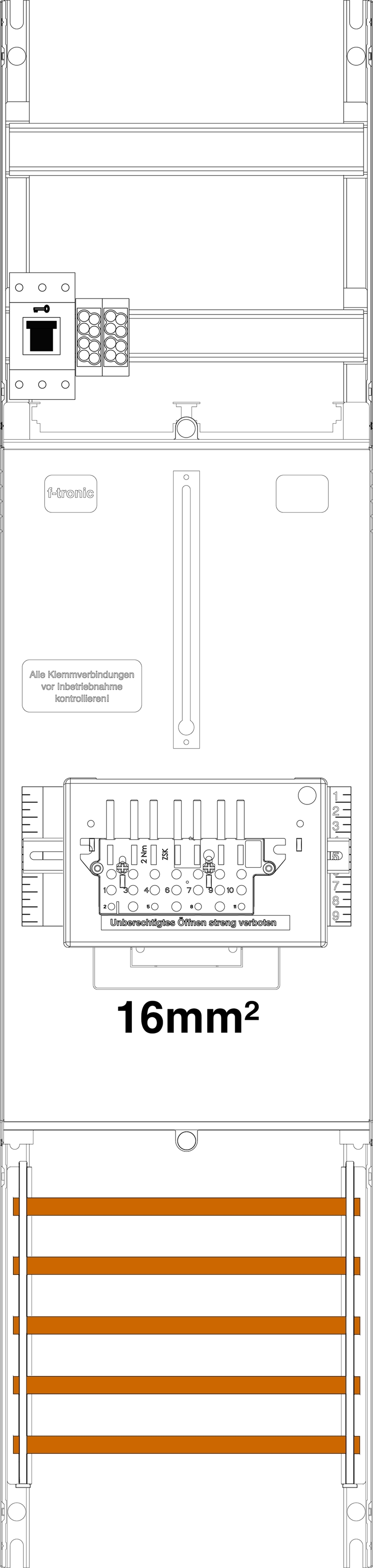 1St. F-Tronic Z1B-16-ZSK-HSS Zählerfeld Z1B-16-ZSK-HSS, 1-feldrig, H=1050mm, 1-3.HZ, 16mm², 1 ZSK-Set, 1 HSS 7141557