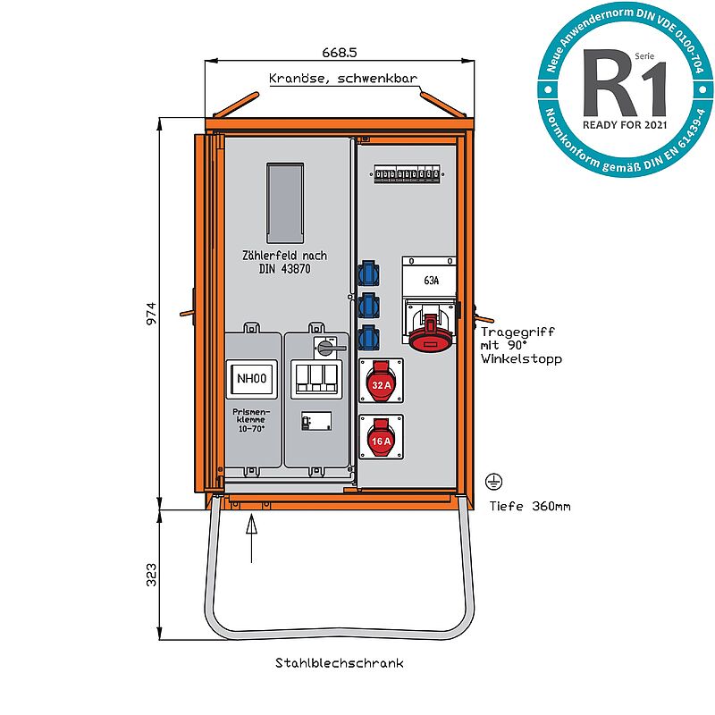 1St. WALTHER WAV0160BR1 Anschlussverteilerschrank 44kVA mit Zähl 1St. WALTHER WAV0160BR1 Anschlussverteilerschrank 44kVA mit Zähl