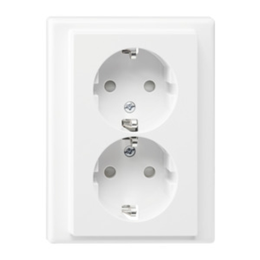 1St. Merten MEG2420-1419 Doppel-Steckdose, Berührungsschutz, Steckklemmen, polarweiß glänzend, M-SMART