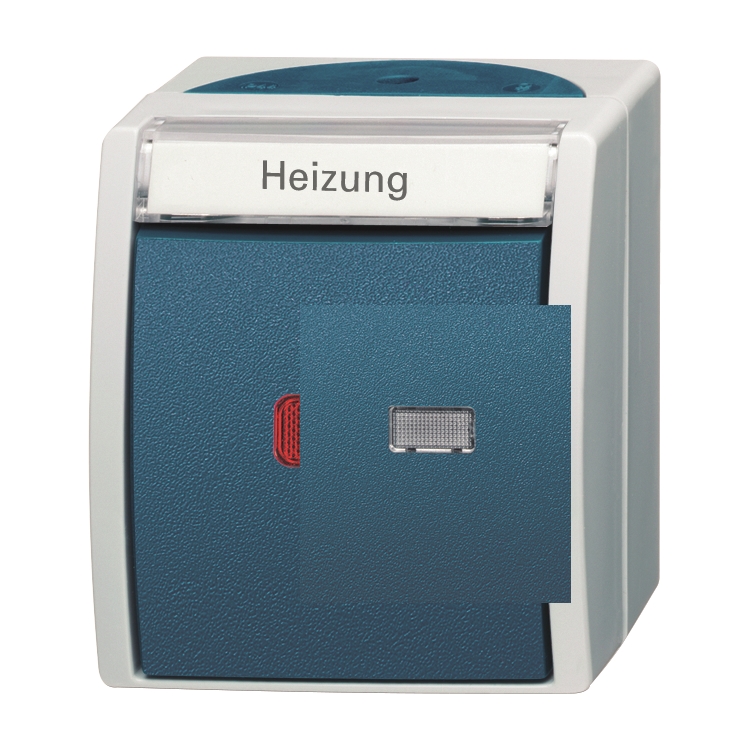 1St. Busch-Jaeger 2601/6 SKWNH-53 Wippkontrollschalter/Heizungsschalter, Aus- und Wechselschaltung ocean (IP 44) grau/bl