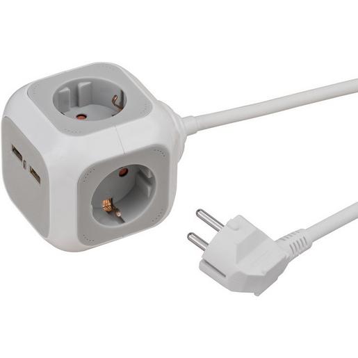 1St. Brennenstuhl 1150100 ALEA-Power USB-Charger Steckdosenwürfel 4-fach, 1,4m H05VV-F 3G1,5