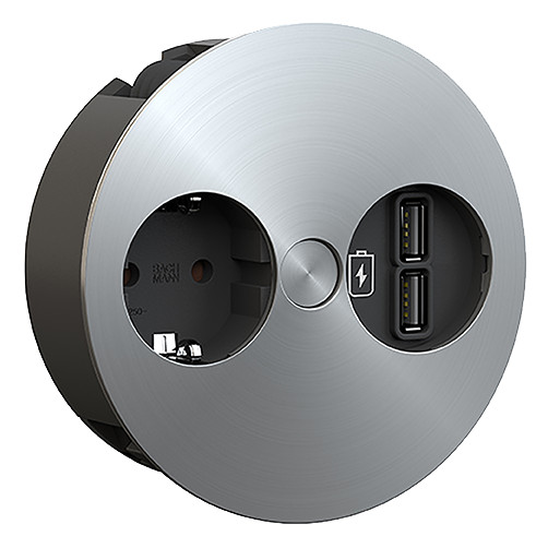 1St. Bachmann 931.031 TWIST 1xCEE7/3 1xUSB Charger Edelstahl