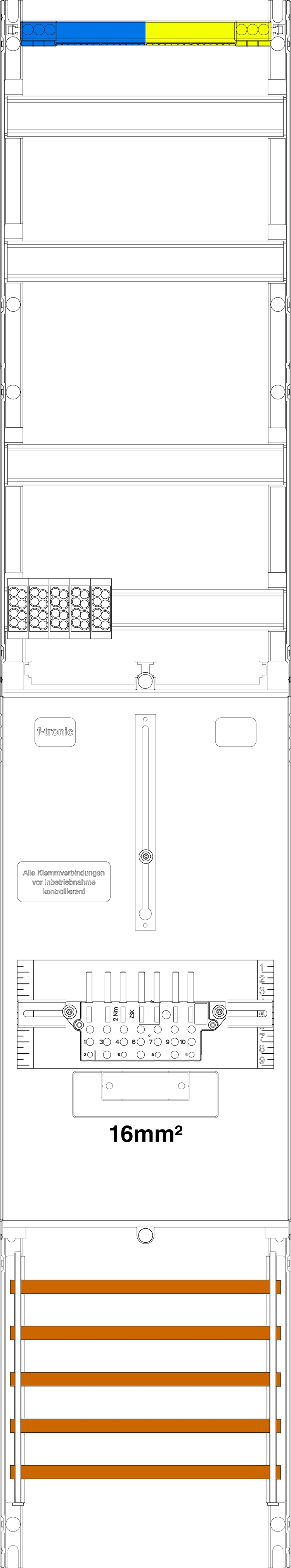 1St. F-Tronic VZ6LUX-16-SLS Zählerfeld VZ6LUX-16-SLS, 1-feldrig, H=1350mm, 1-3.HZ, 16mm²,1 ZSK-ST,Vert.2r 7145112