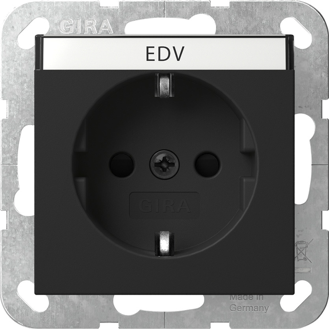 1St. Gira 4462005 SCHUKO-Steckdose 16A 250V mit Beschriftungsfeld und Shutter, Schwarz matt 1St. Gira 4462005 Steckdose 16A 250V mit Beschriftungsfeld und Shutter, Schwarz matt...