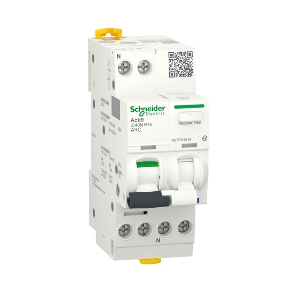 1St. Schneider Electric A9TPD4616 Acti9 iC40N ARC, AFDD (Brandschutzsch.) + LS-Schalter, 1P+N, 16A, B-Char., 6000A