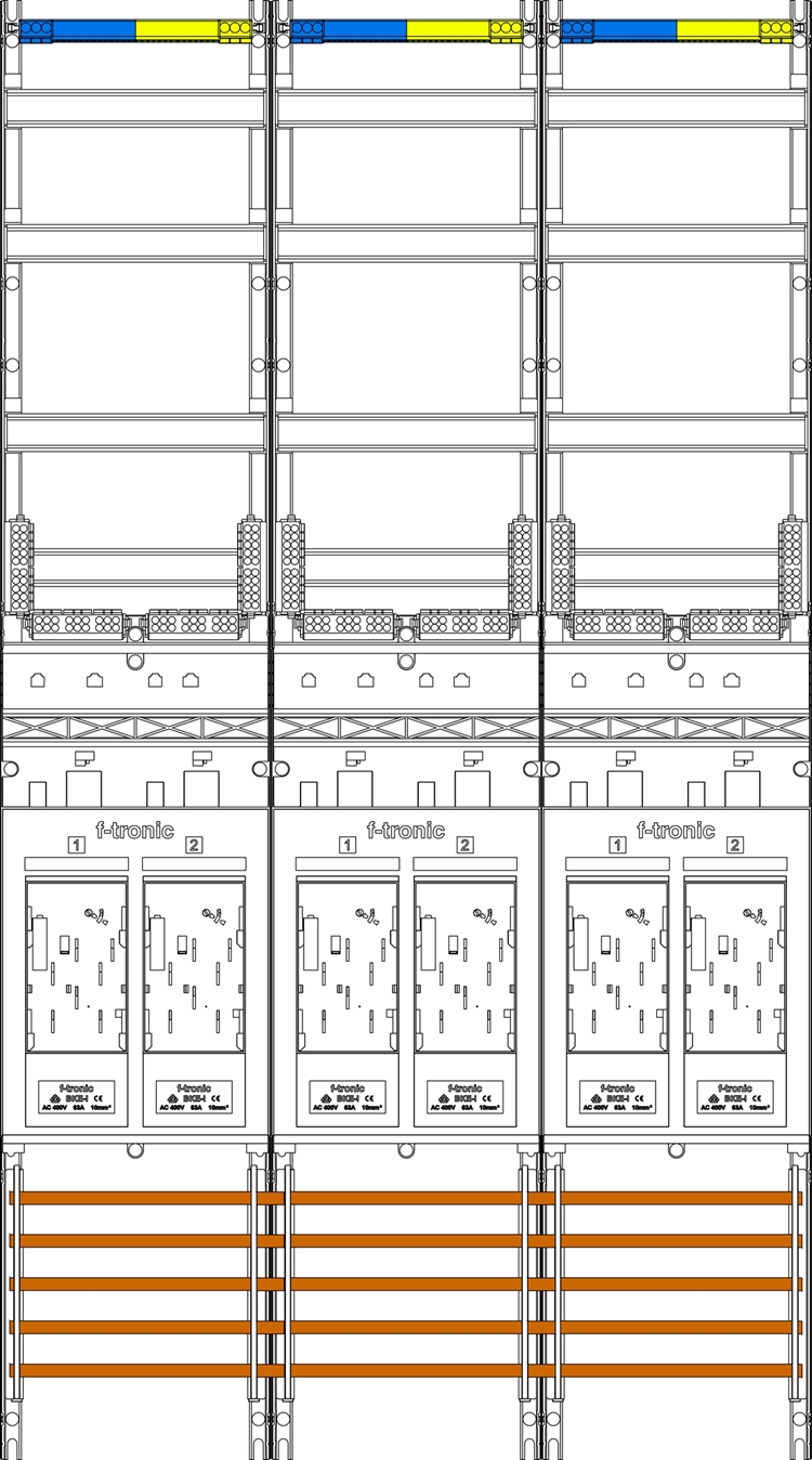 1St. F-Tronic E319 Zählerfeld E319, 3-feldrig, H=1350mm, 6-eHZ 7143018