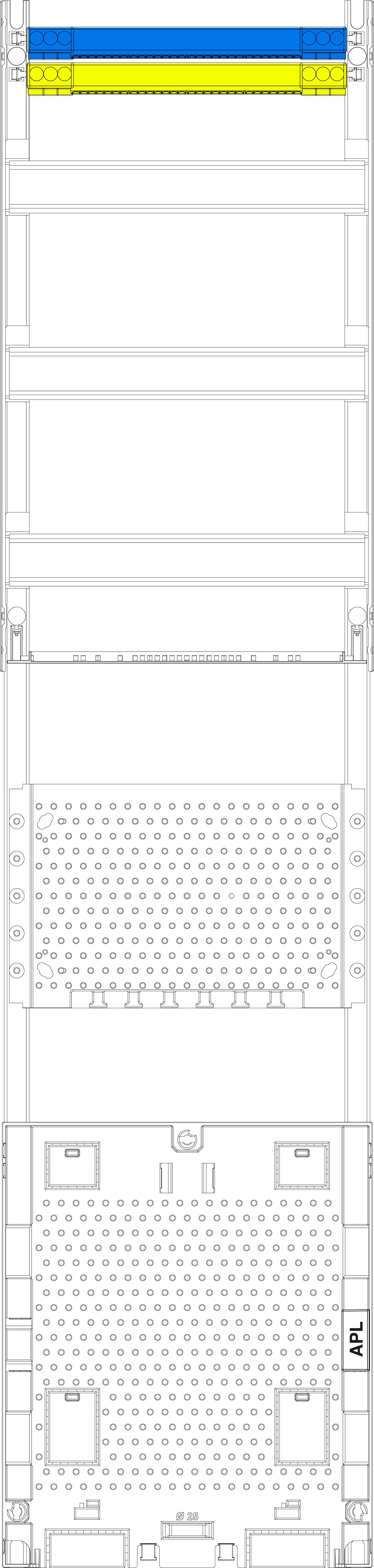 1St. F-Tronic V17APZM Verteilerfeld V17APZM,H=1050mm, 1-feldrig, 3-reihig, APZ-Platz, inkl. APL-Set, Komm. 7141629