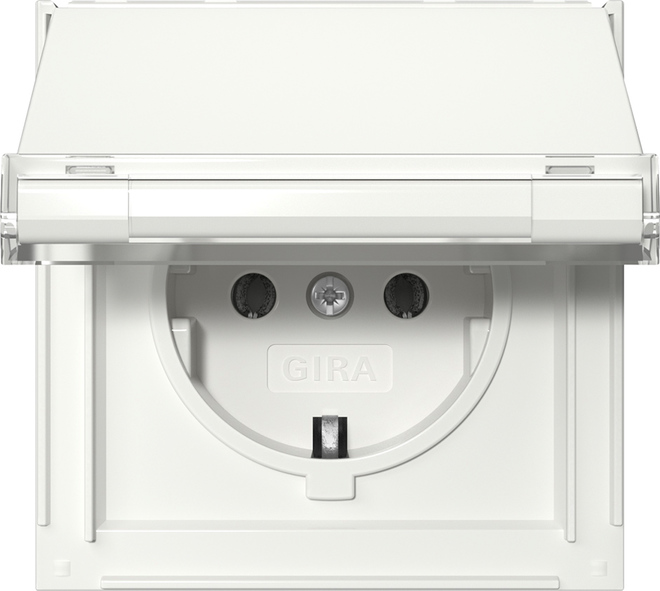1St. Gira 441066 Steckdose 16A 250V mit Klappdeckel und Beschriftungsfeld TX_44, Reinweiß